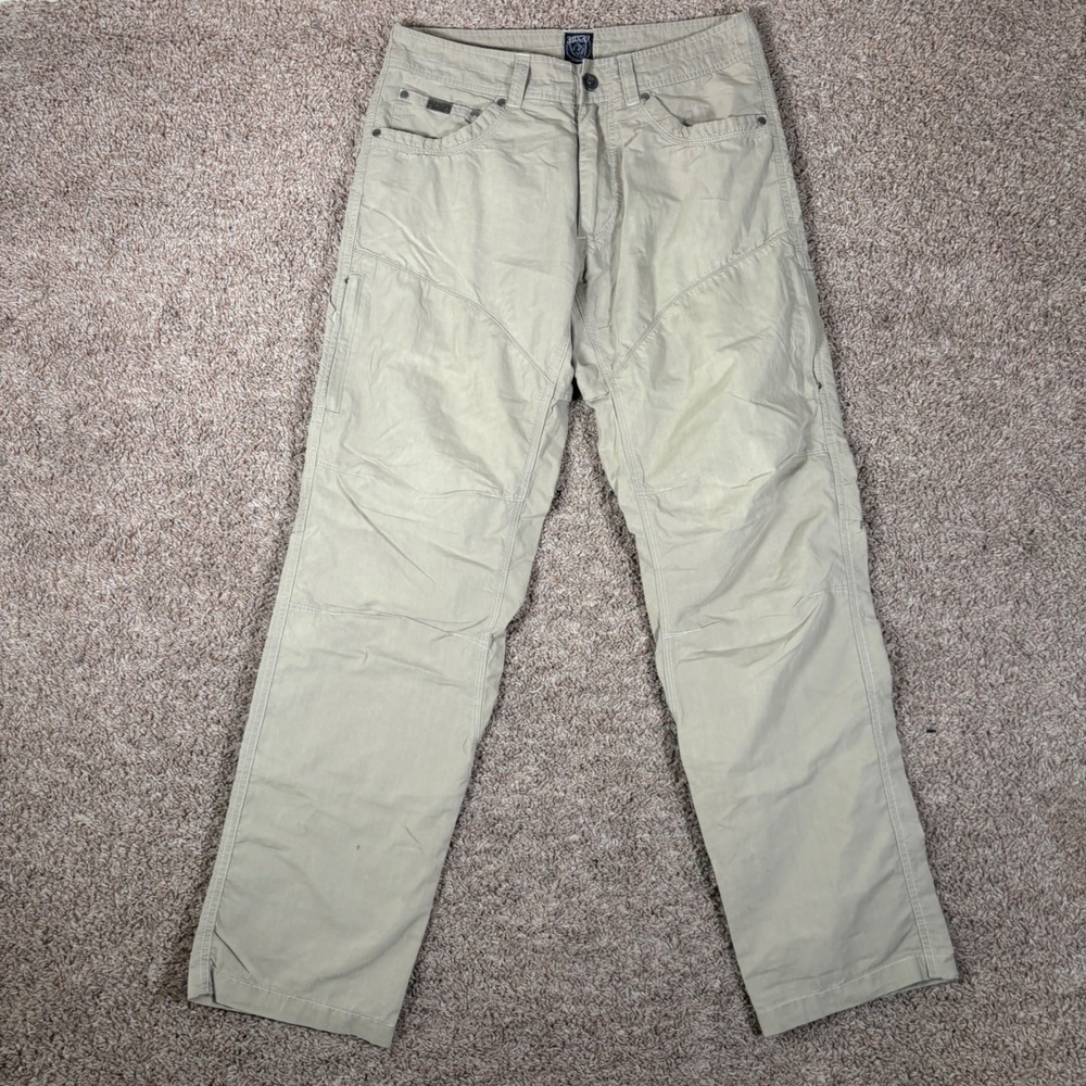Kuhl Rydr Mens Khaki Tan Hiking Workwear Pants 30x32 Articulated Knee